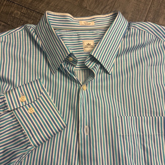 Peter Millar Other - Vintage Peter Millar‎ Blue and White Striped Dress Shirt Long Sleeve Size XXL